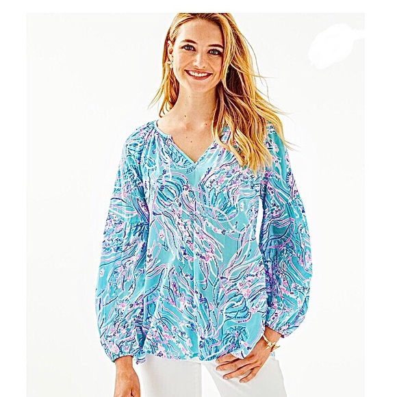 Lilly Pulitzer Tops - 🍊Lilly Pulitzer🍊🏝Winsley Top Bayside Blue Top,L